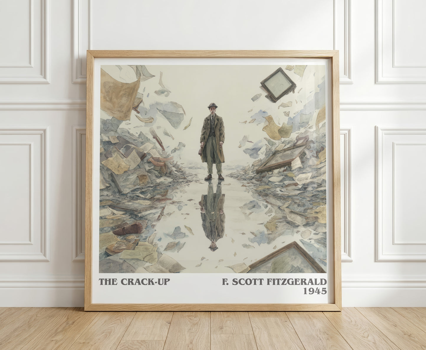 The Crack-Up literary print in frame leaning in hallway – non fiction wall art