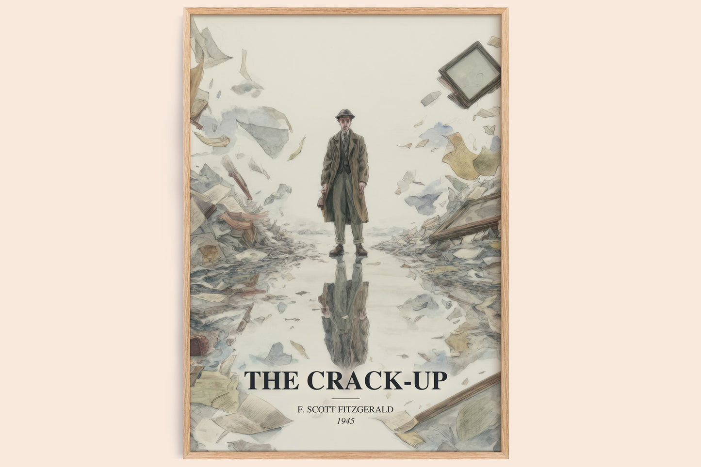 The Crack-Up watercolour book poster by F. Scott Fitzgerald – framed literary art print