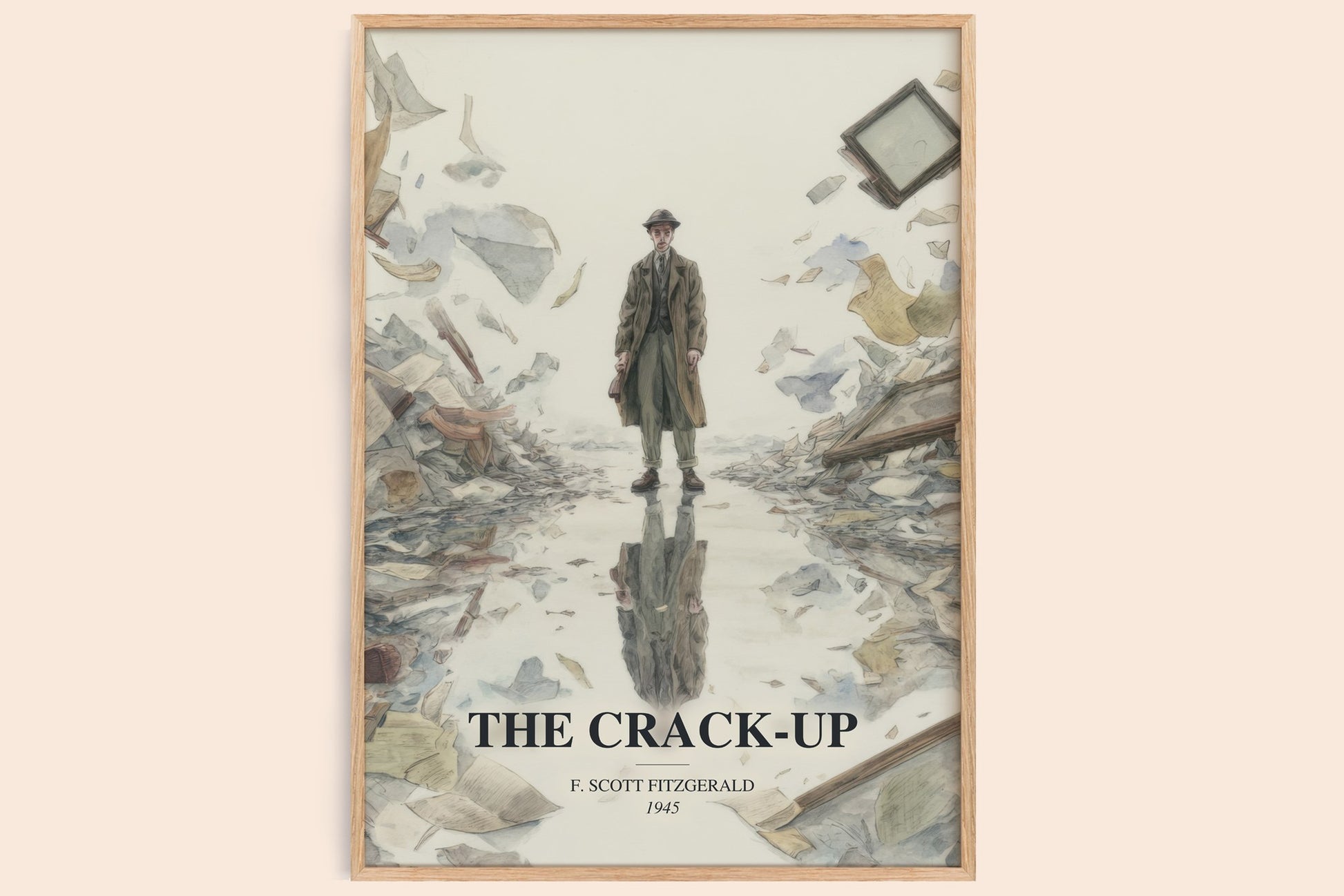 The Crack-Up watercolour book poster by F. Scott Fitzgerald – framed literary art print