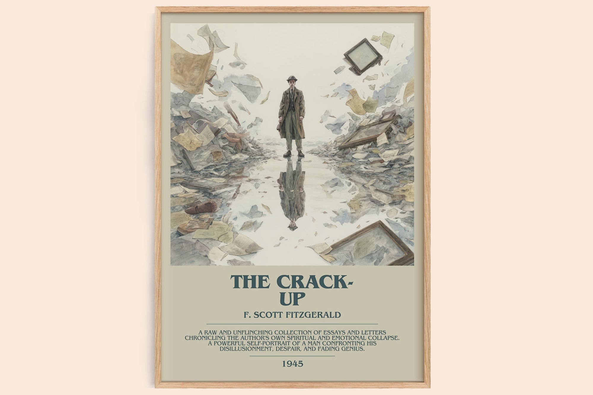 The Crack-Up bookish book poster by F. Scott Fitzgerald – framed literary art print
