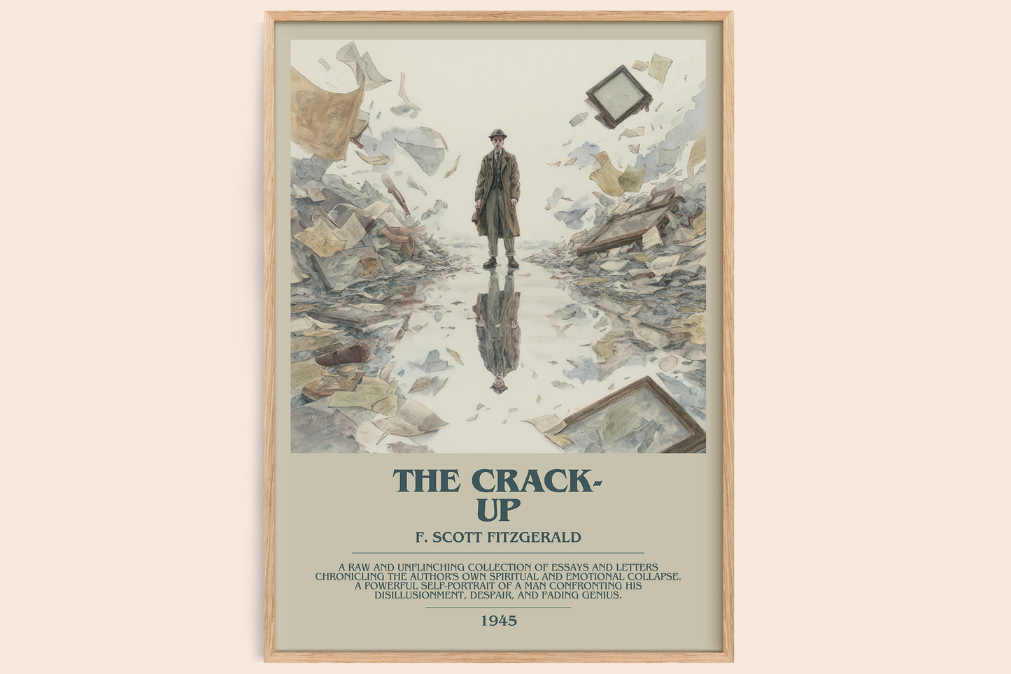 The Crack-Up bookish book poster by F. Scott Fitzgerald – framed literary art print