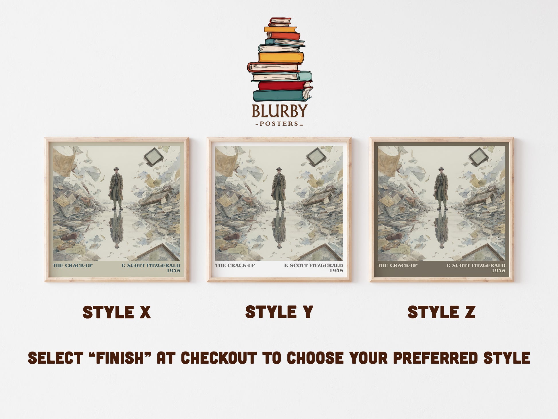 The Crack-Up literary art print colour and style options – F. Scott Fitzgerald book art