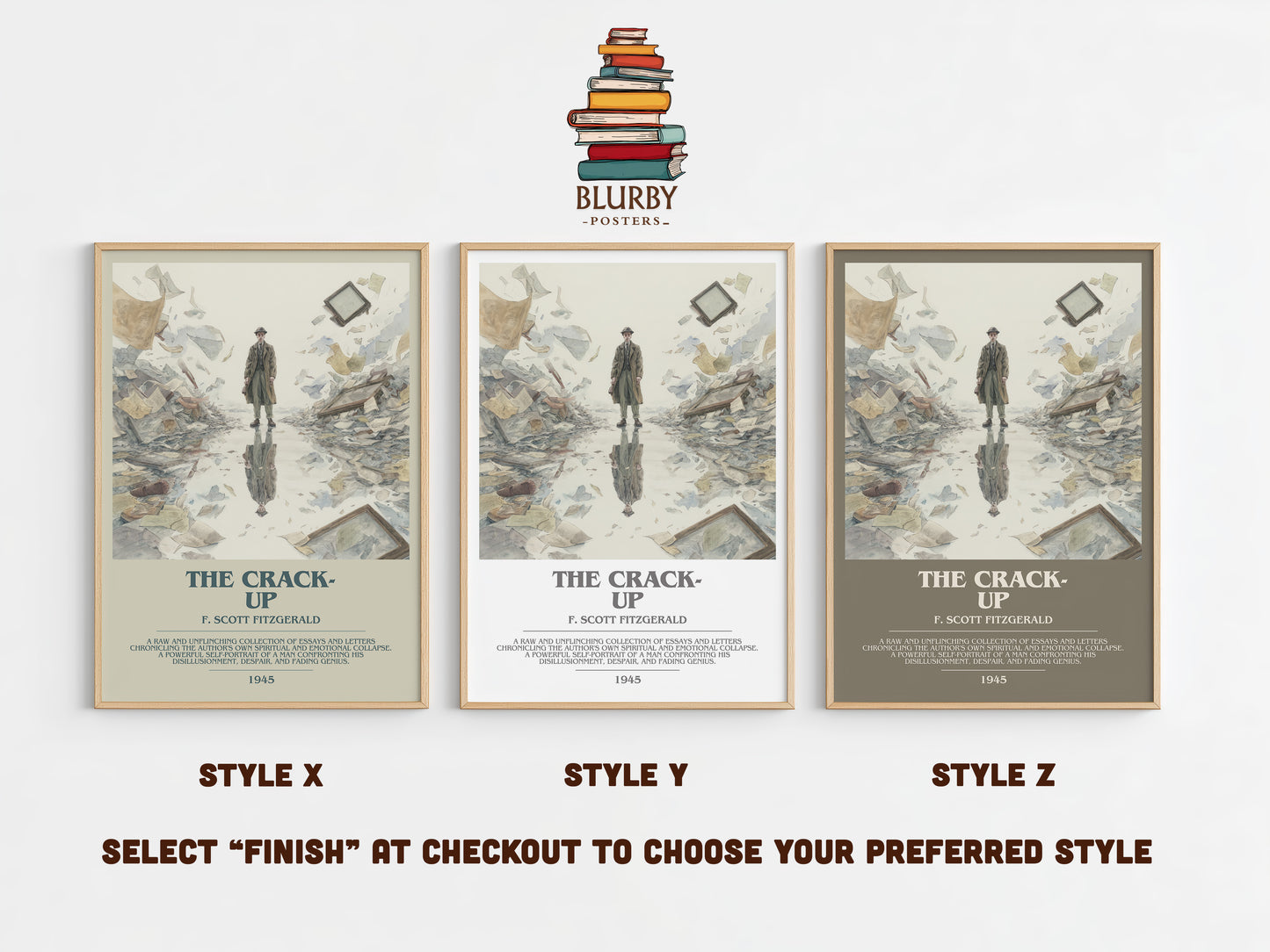 The Crack-Up bookish print in frame leaning in hallway – non fiction wall art