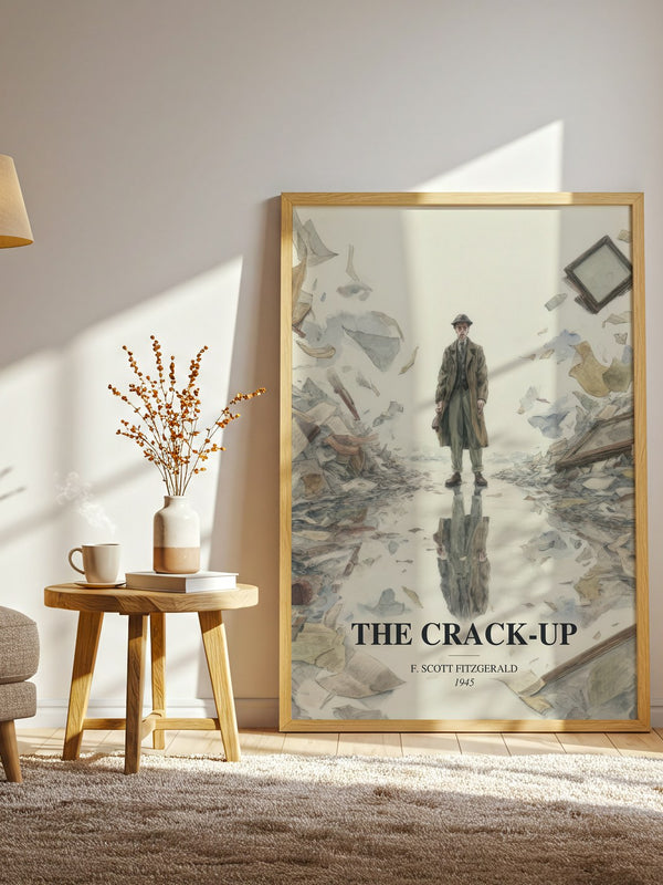 The Crack-Up watercolour print in frame leaning in hallway – memoir wall art