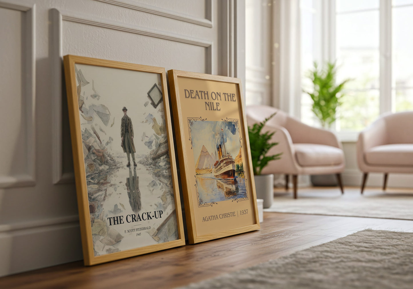 The Crack-Up watercolour print framed by window – literary home decor