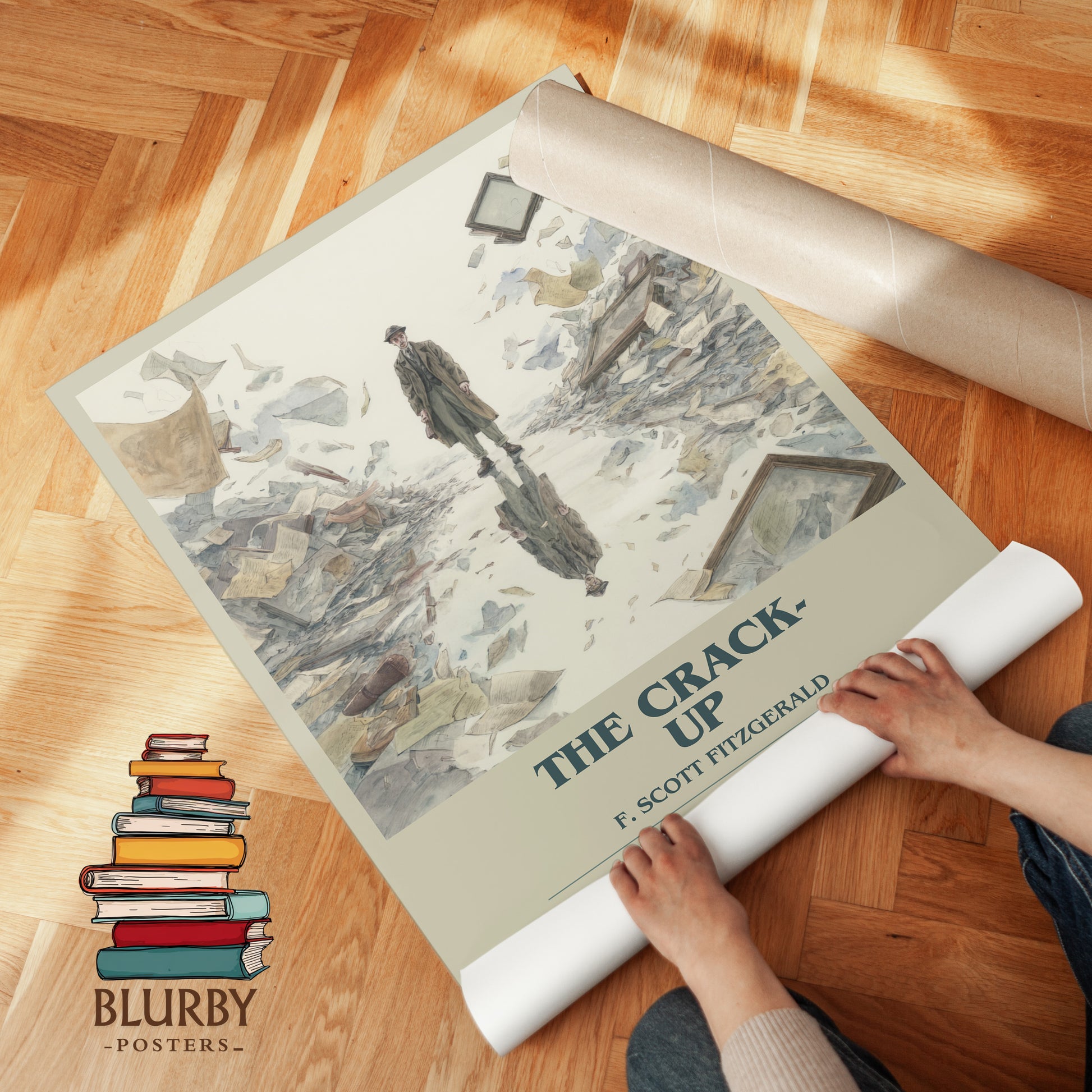 The Crack-Up bookish print on bookshelf – F. Scott Fitzgerald fan gift