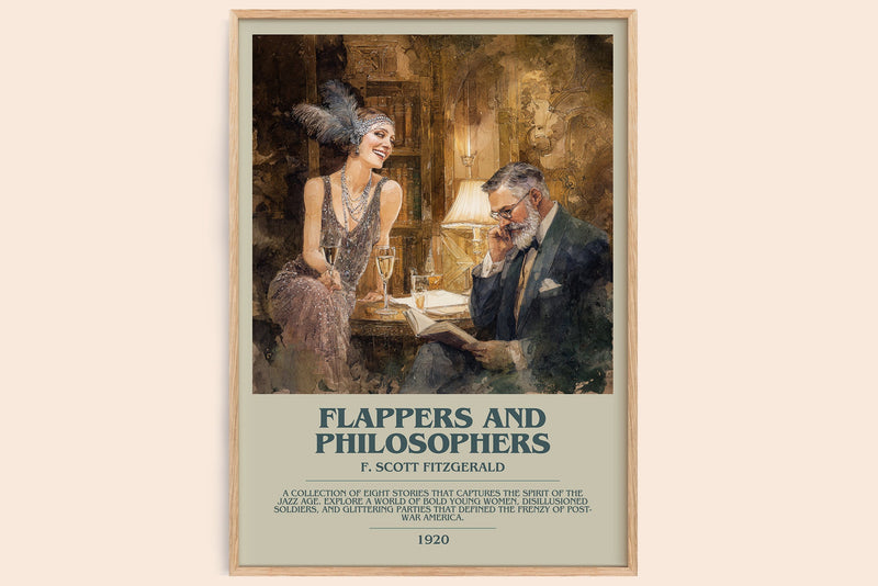 Flappers And Philosophers bookish book poster by F. Scott Fitzgerald – framed literary art print