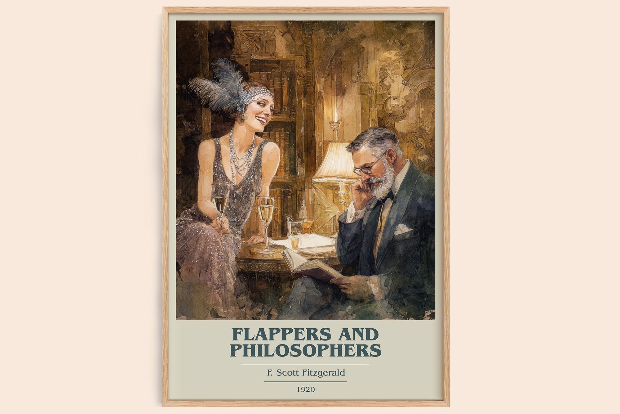 Flappers And Philosophers book cover book poster by F. Scott Fitzgerald – framed literary art print