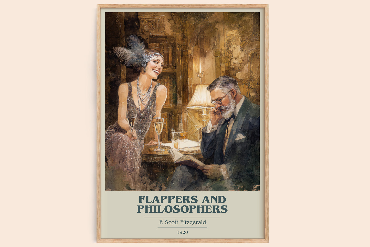 Flappers And Philosophers book cover book poster by F. Scott Fitzgerald – framed literary art print