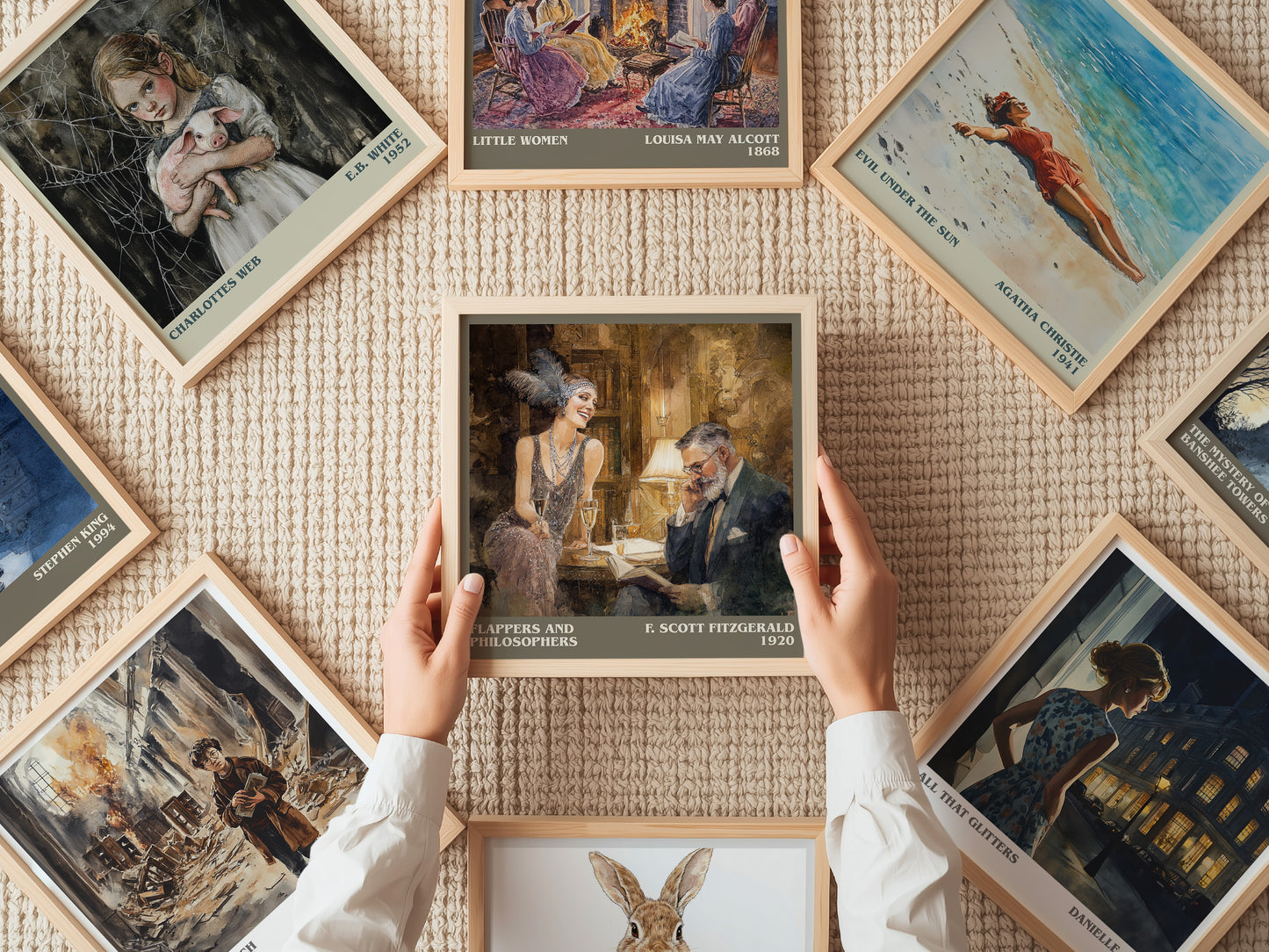 Flappers And Philosophers literary print on bookshelf – F. Scott Fitzgerald fan gift