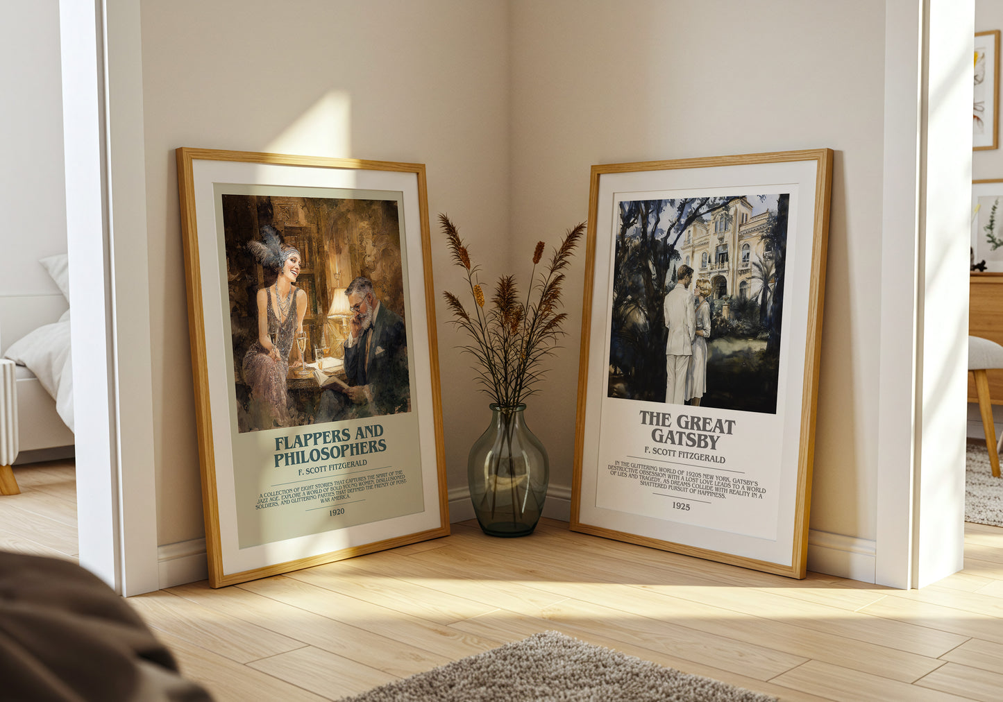 Flappers And Philosophers bookish book poster framed on wall – classic literature wall art