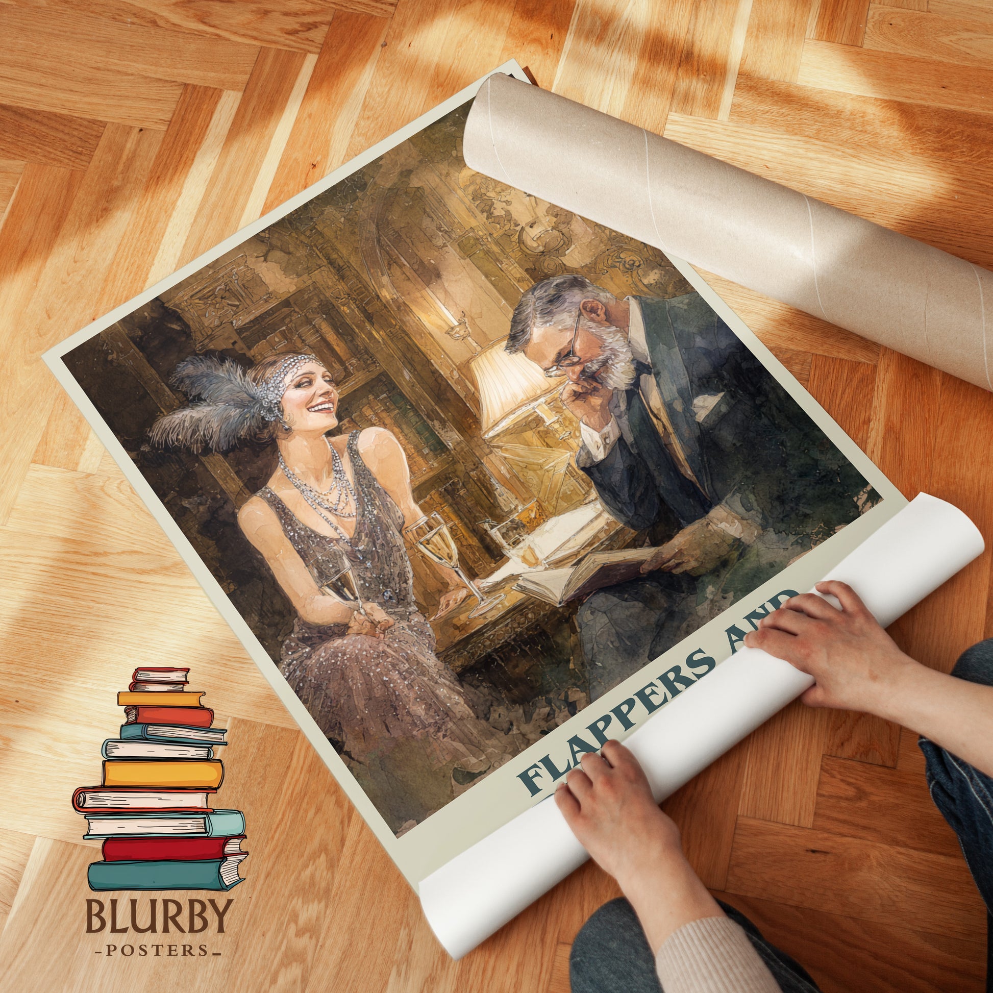Flappers And Philosophers book cover print on bookshelf – F. Scott Fitzgerald fan gift
