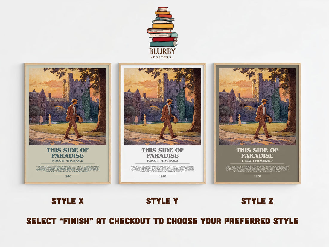 This Side of Paradise bookish print in frame leaning in hallway – coming of age wall art (mockup)