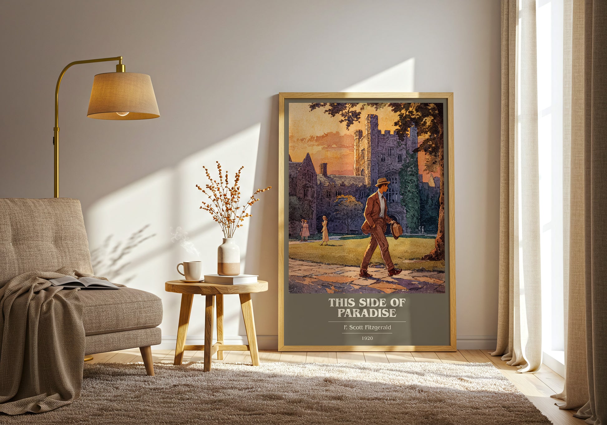 This Side of Paradise book cover print framed by window – literary home decor