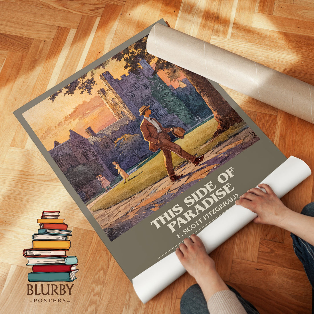 This Side of Paradise bookish print on bookshelf – F. Scott Fitzgerald fan gift