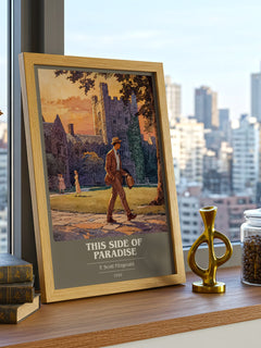 This Side of Paradise Book Cover Poster by F. Scott Fitzgerald – framed print on a city-view windowsill