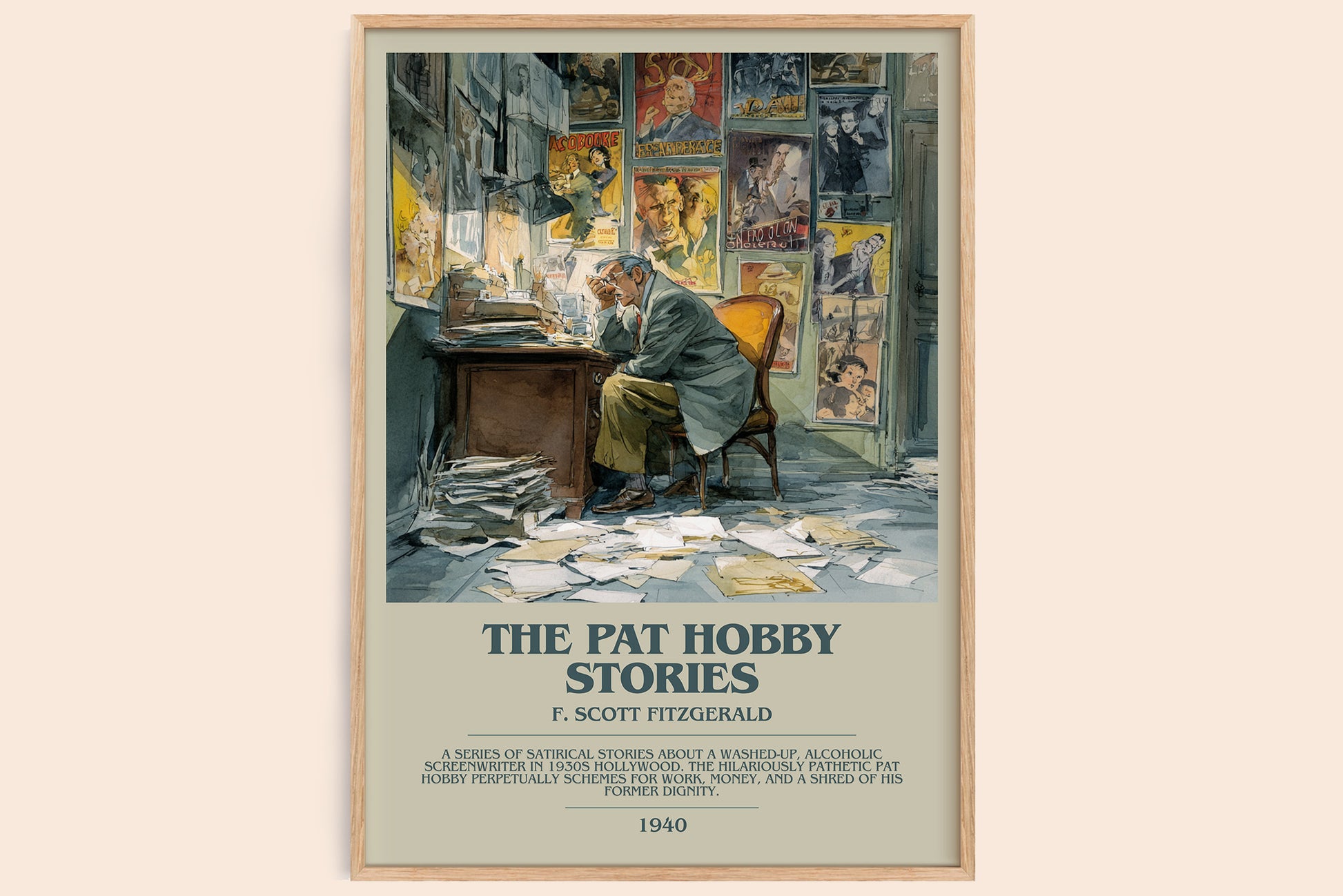 The Pat Hobby Stories bookish book poster by F. Scott Fitzgerald – framed literary art print