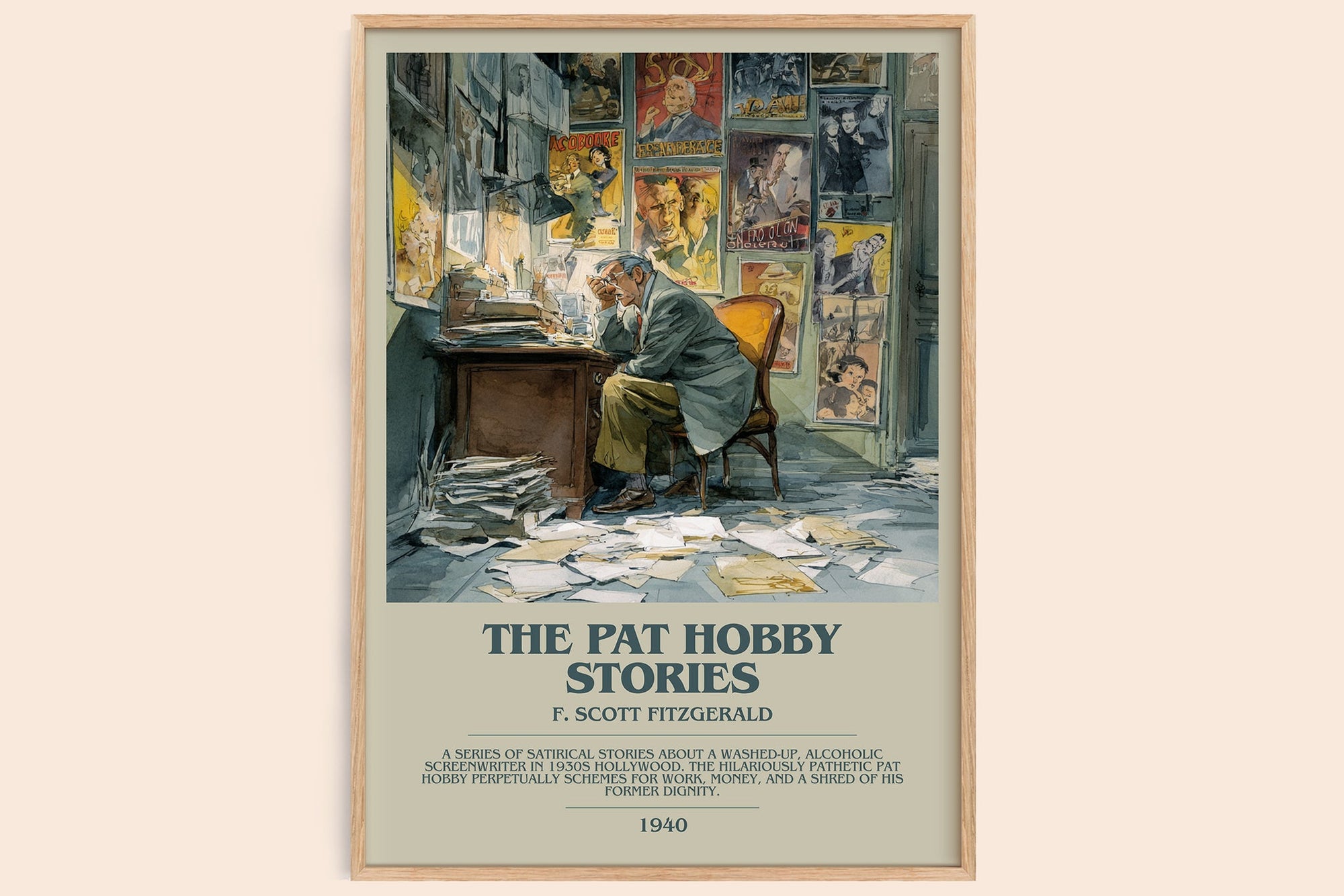 The Pat Hobby Stories bookish book poster by F. Scott Fitzgerald – framed literary art print