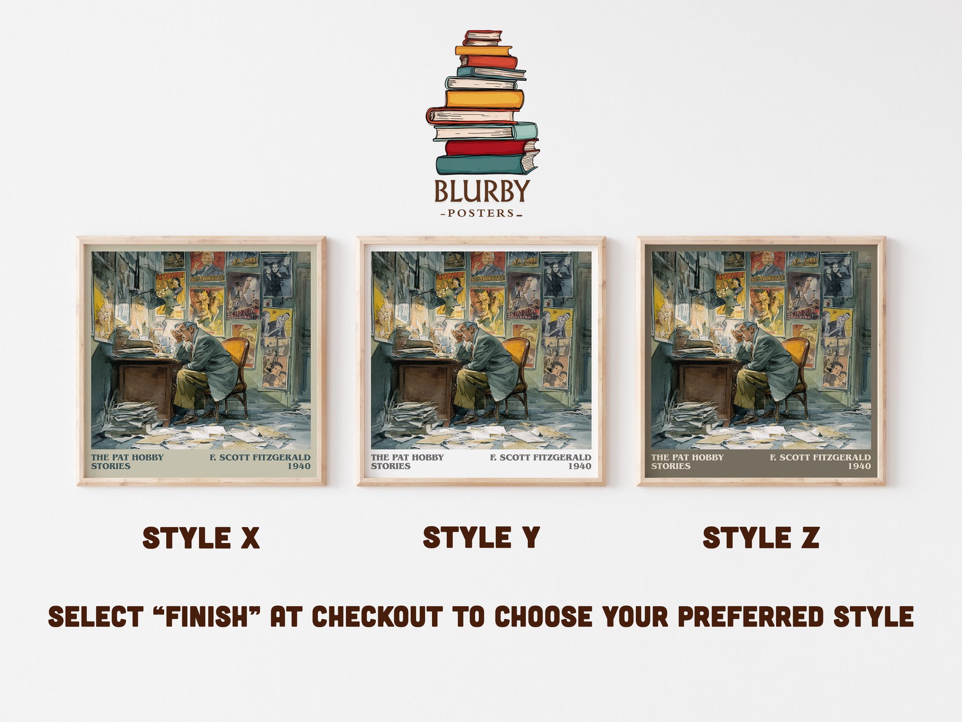 The Pat Hobby Stories literary art print colour and style options – F. Scott Fitzgerald book art