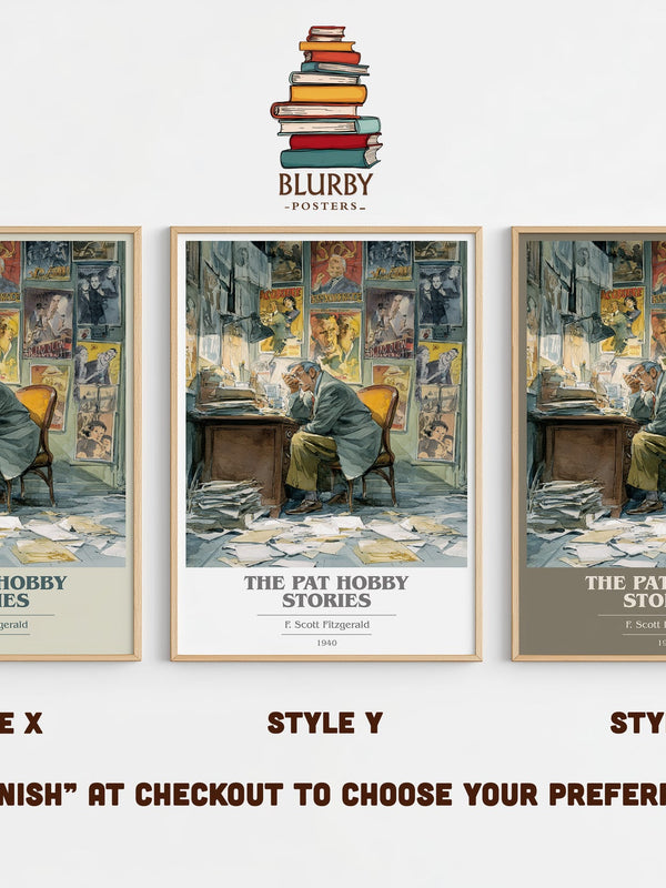 The Pat Hobby Stories book cover print in frame leaning in hallway – literary fiction wall art