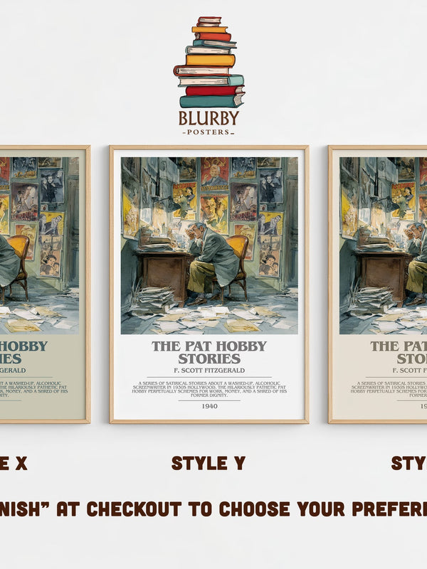The Pat Hobby Stories bookish print in frame leaning in hallway – gothic wall art