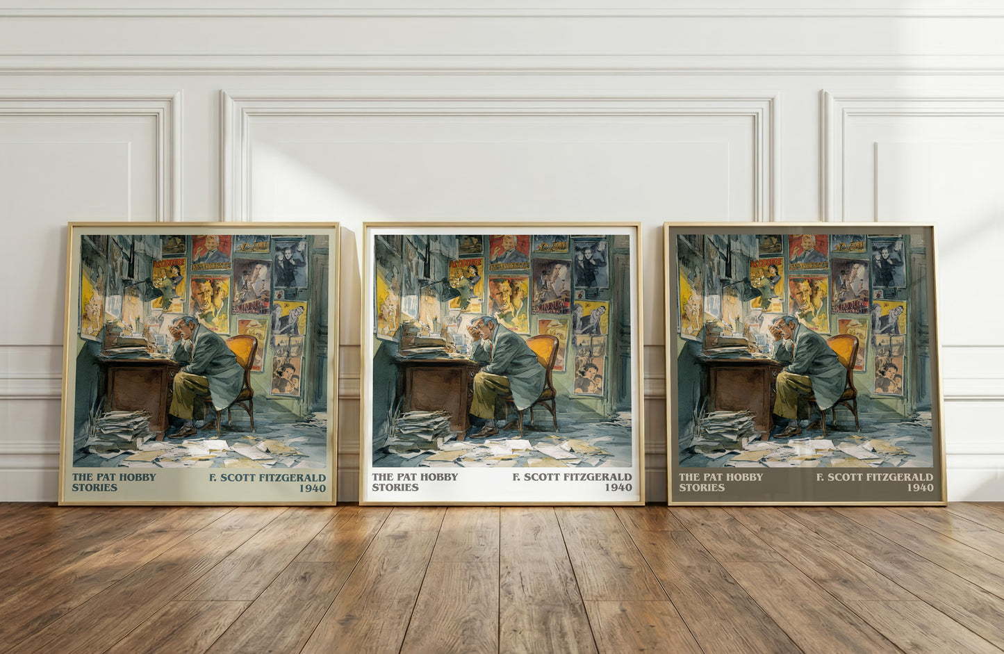 The Pat Hobby Stories literary print framed by window – literary home decor