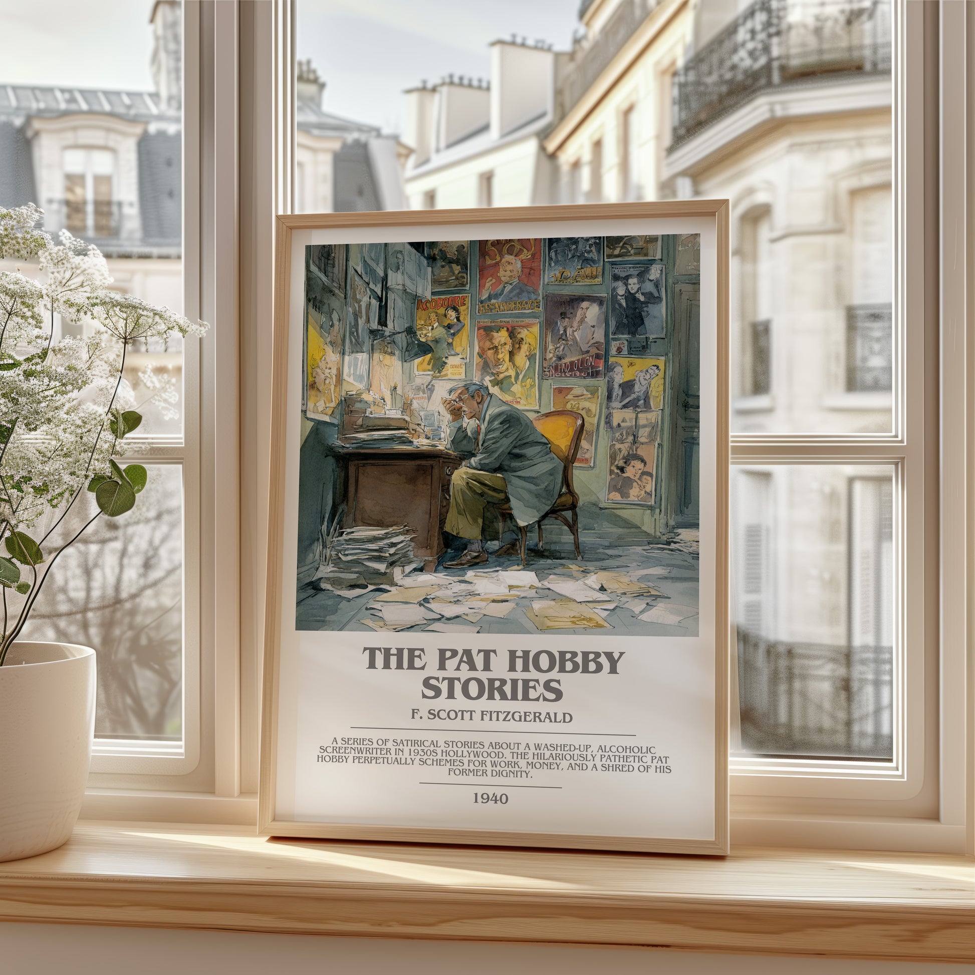 The Pat Hobby Stories bookish poster colour and style options – F. Scott Fitzgerald book art