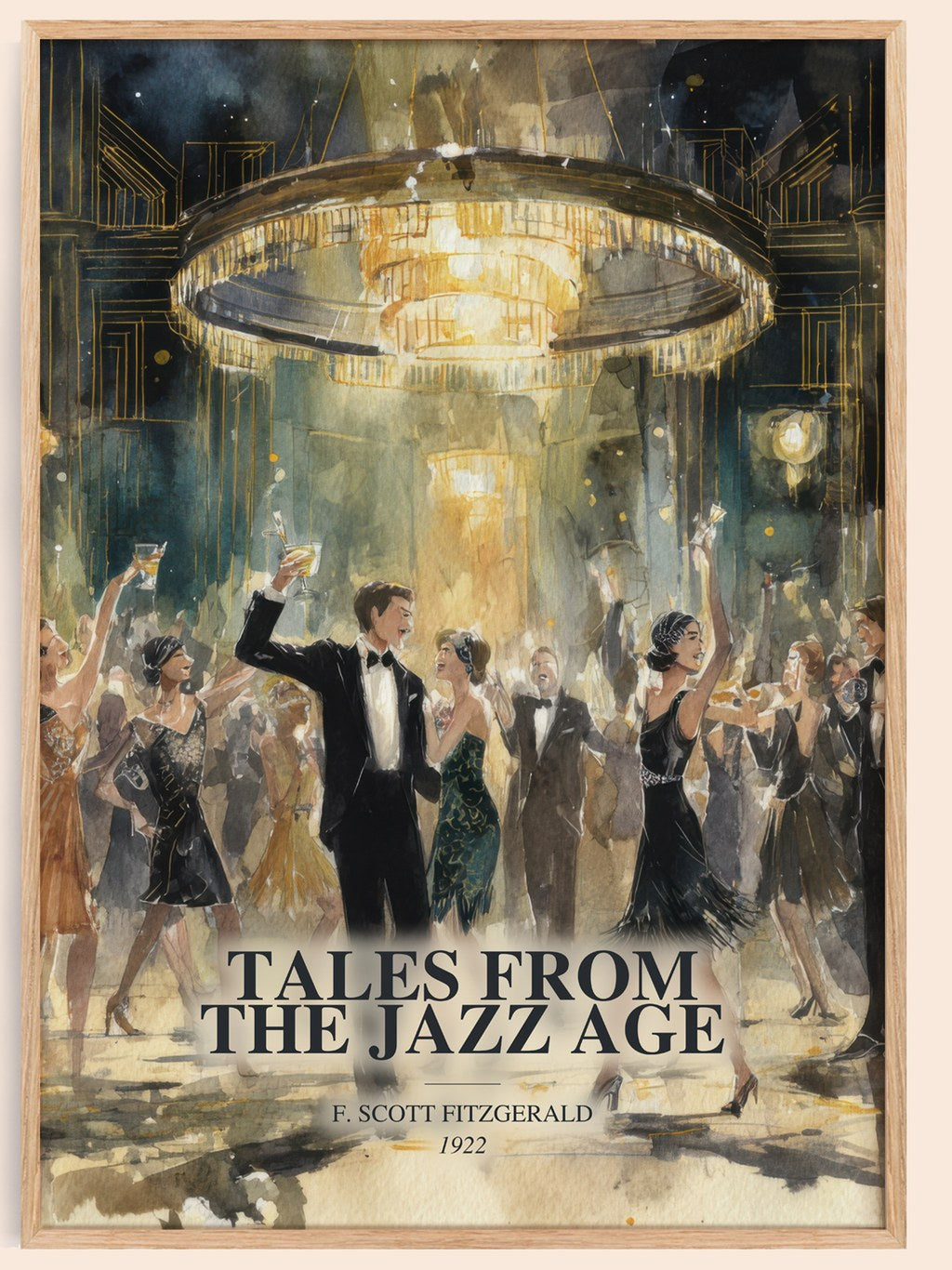 Tales From The Jazz Age watercolour book poster by F. Scott Fitzgerald – framed literary art print
