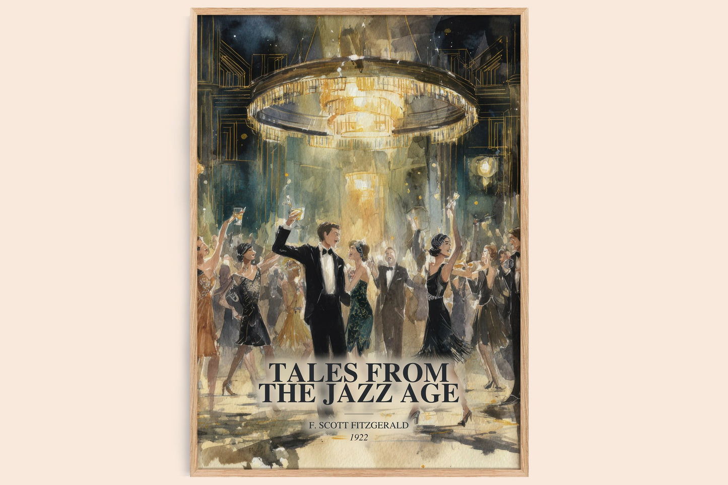 Tales From The Jazz Age watercolour book poster by F. Scott Fitzgerald – framed literary art print