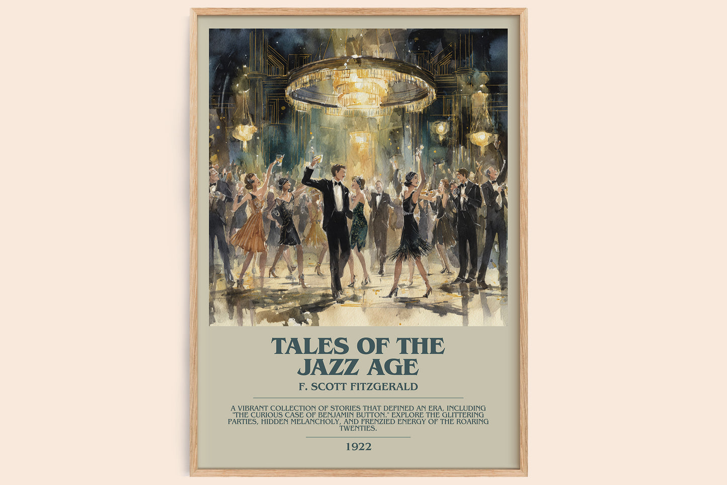 Tales from the Jazz Age bookish book poster by F. Scott Fitzgerald – framed literary art print