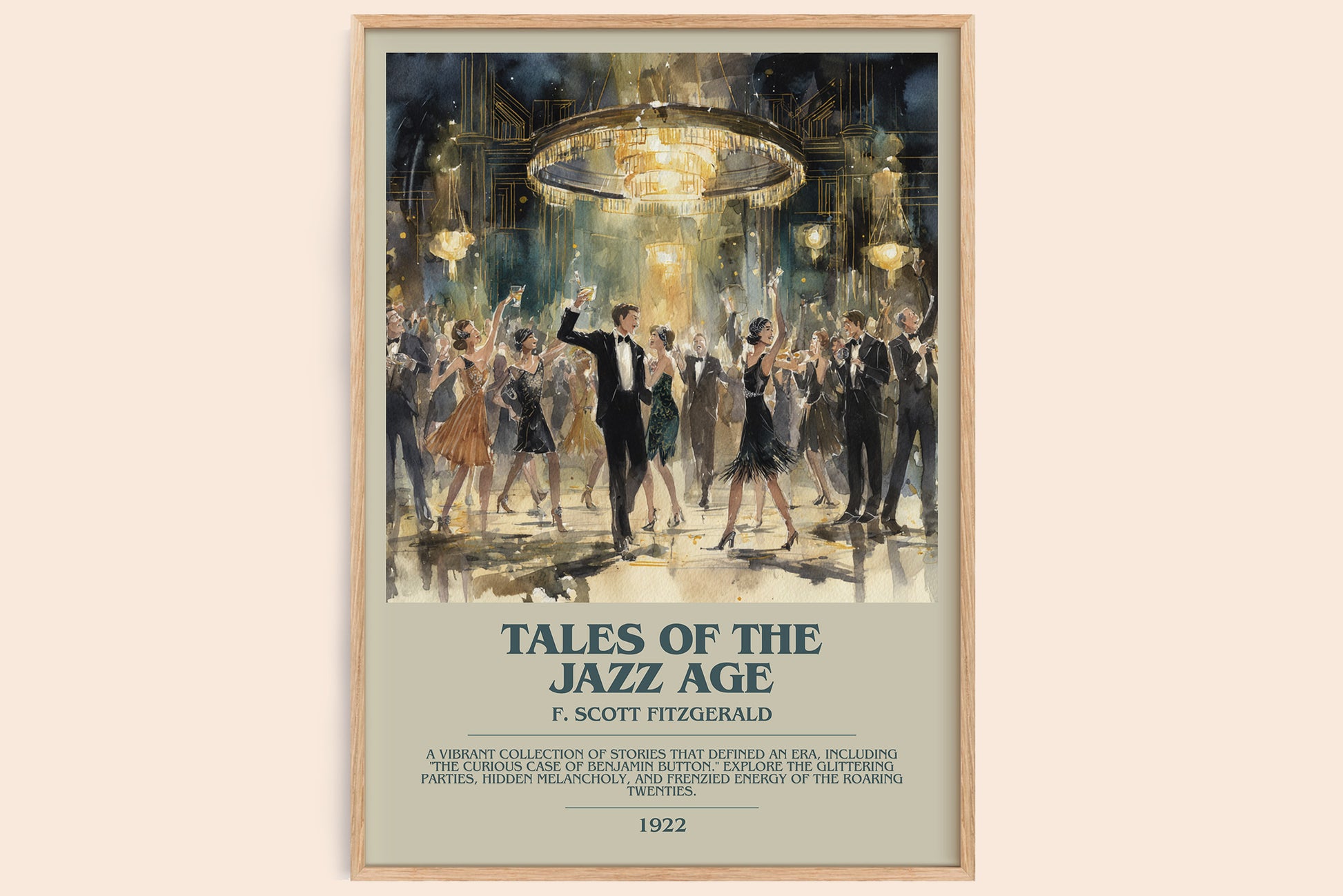 Tales from the Jazz Age bookish book poster by F. Scott Fitzgerald – framed literary art print