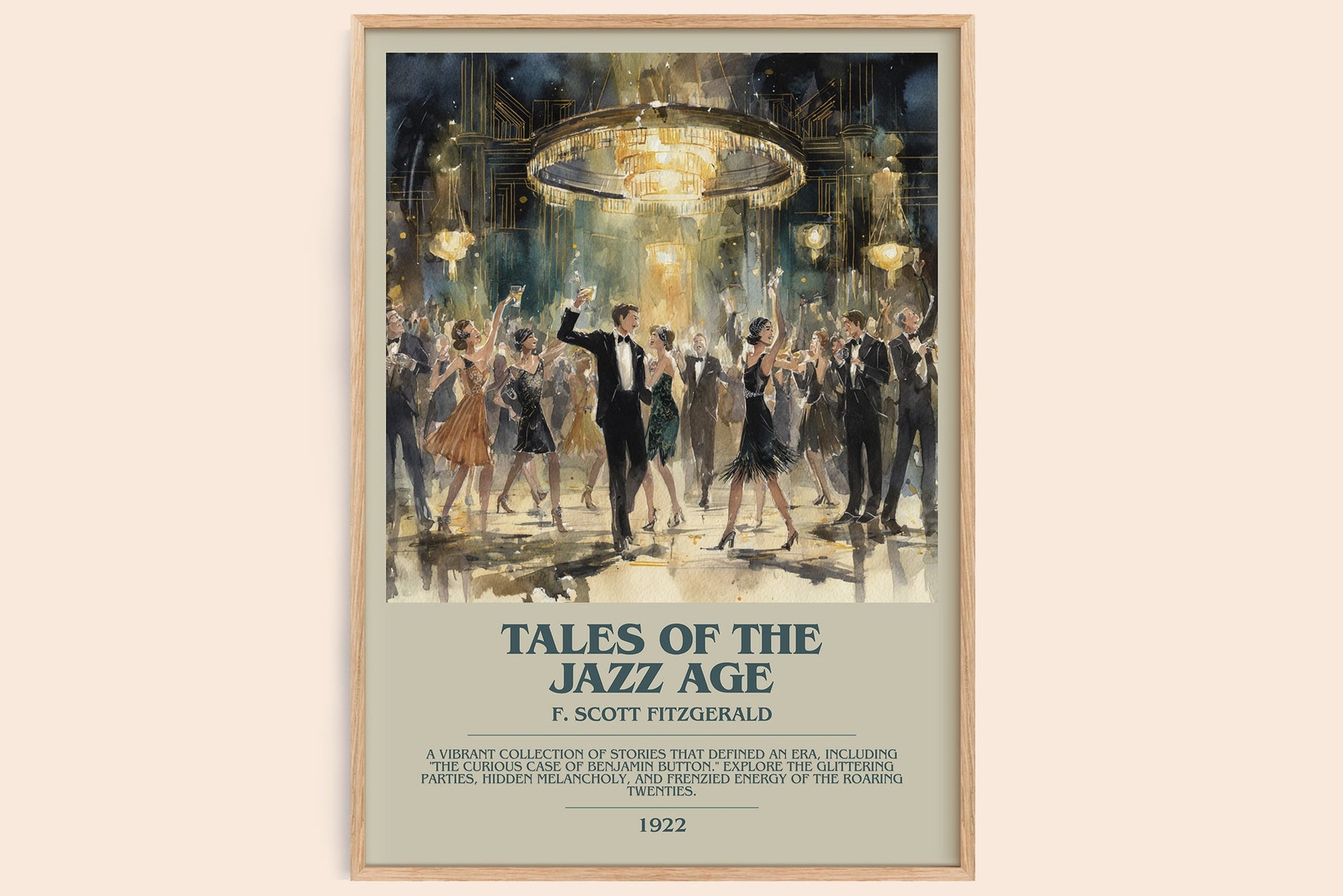 Tales from the Jazz Age bookish book poster by F. Scott Fitzgerald – framed literary art print