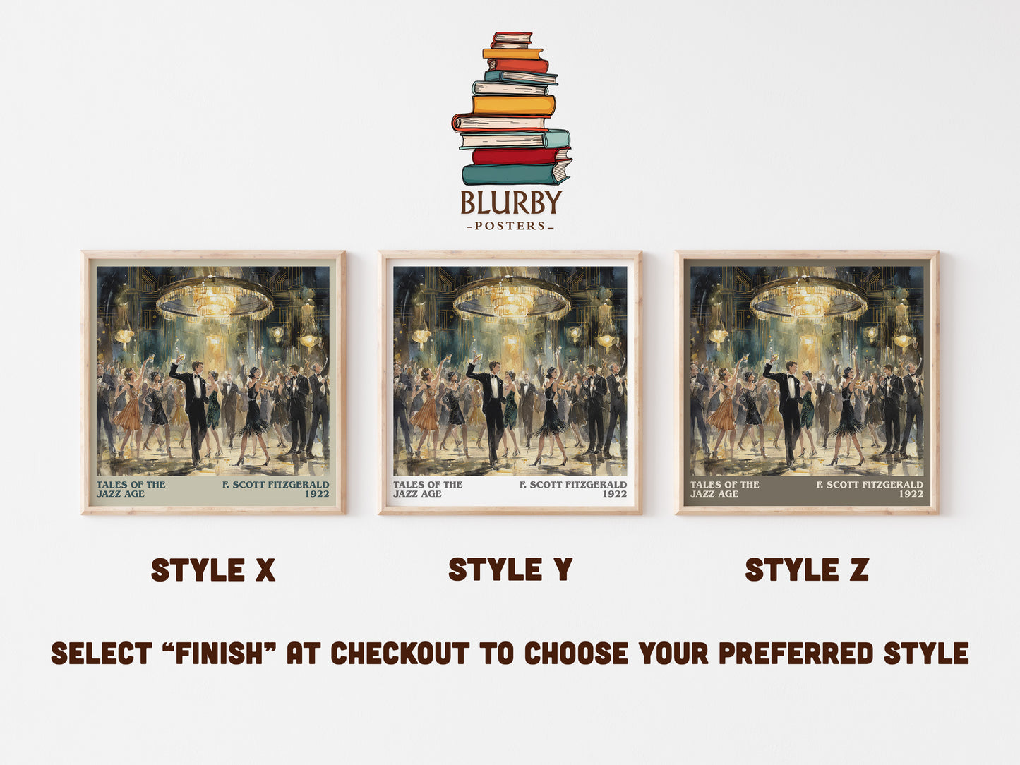 Tales from the Jazz Age literary art print colour and style options – F. Scott Fitzgerald book art