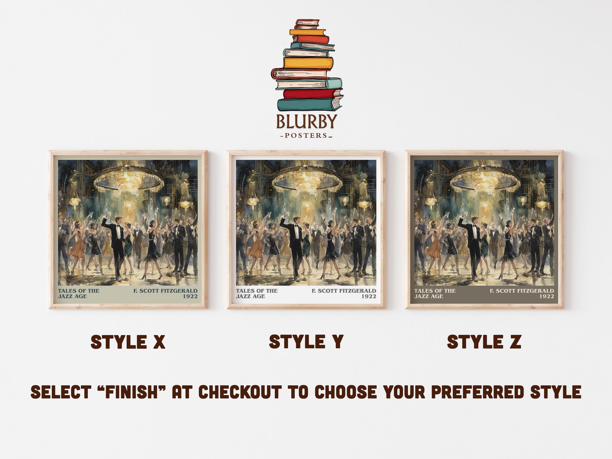Tales from the Jazz Age literary art print colour and style options – F. Scott Fitzgerald book art