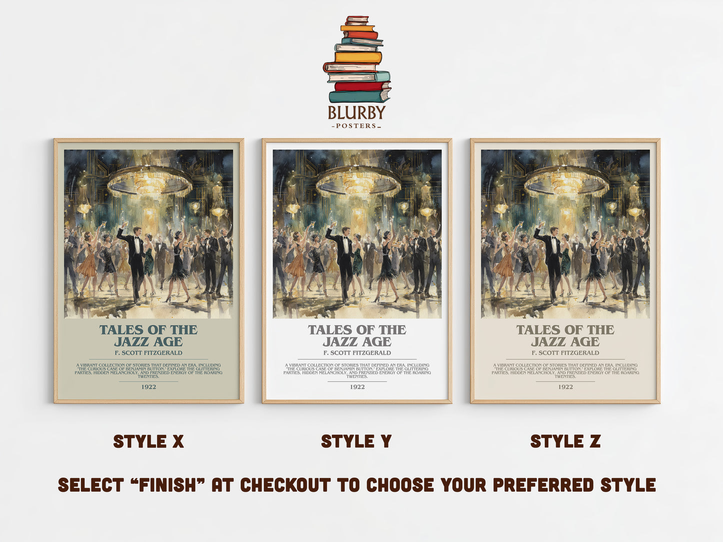 Tales from the Jazz Age bookish print in frame leaning in hallway – satire wall art