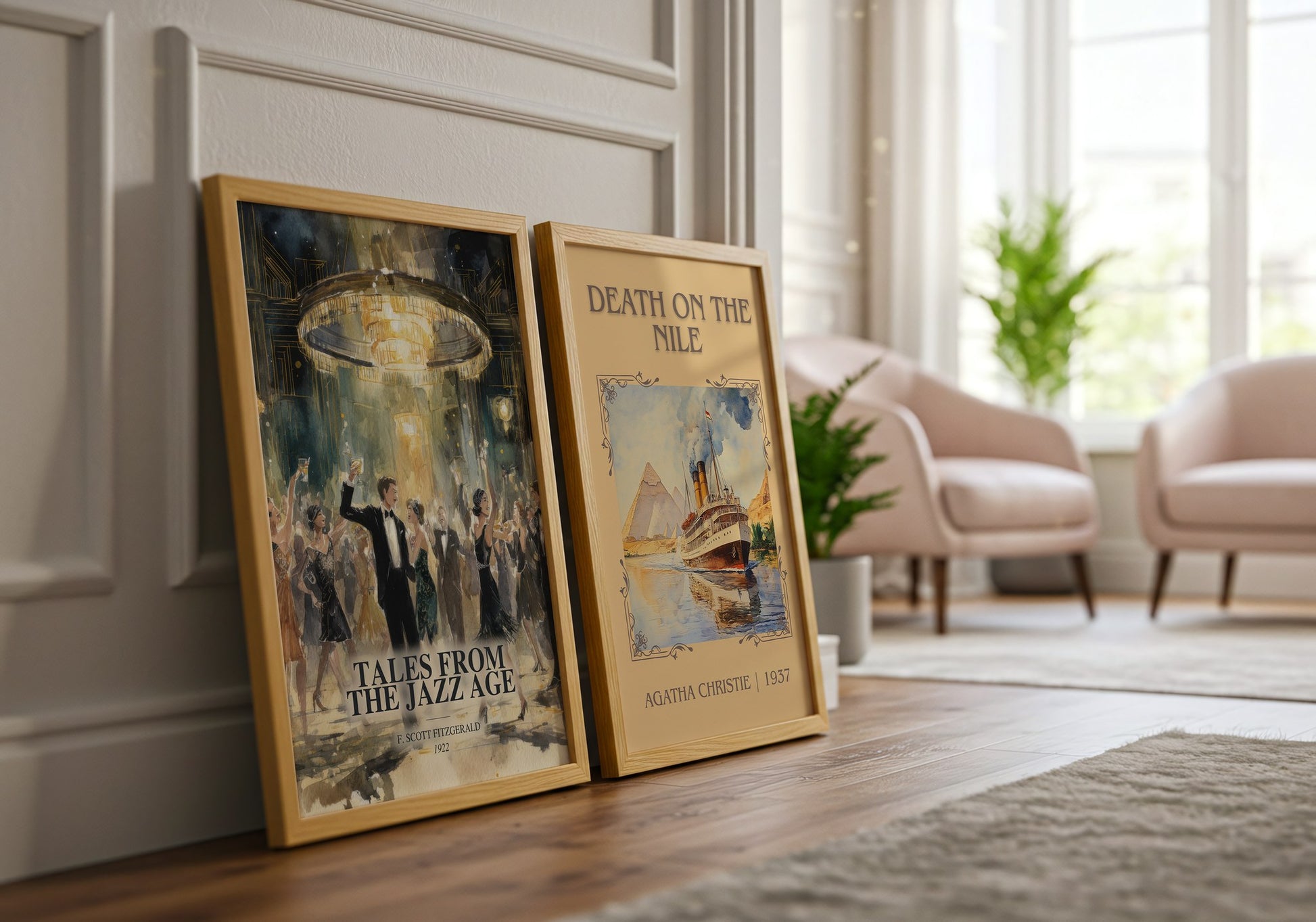Tales From The Jazz Age watercolour print framed by window – literary home decor