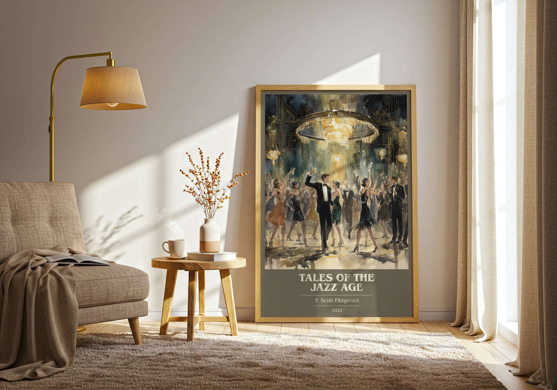 Tales from the Jazz Age book cover print framed by window – literary home decor