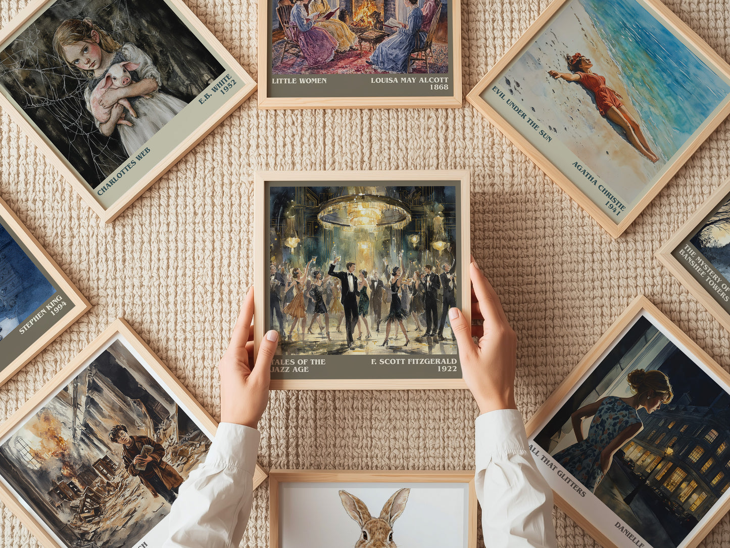 Tales from the Jazz Age literary print on bookshelf – F. Scott Fitzgerald fan gift