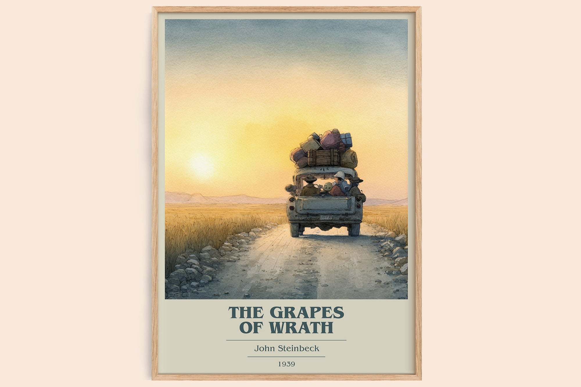 The Grapes of Wrath book cover book poster by John Steinbeck – framed literary art print
