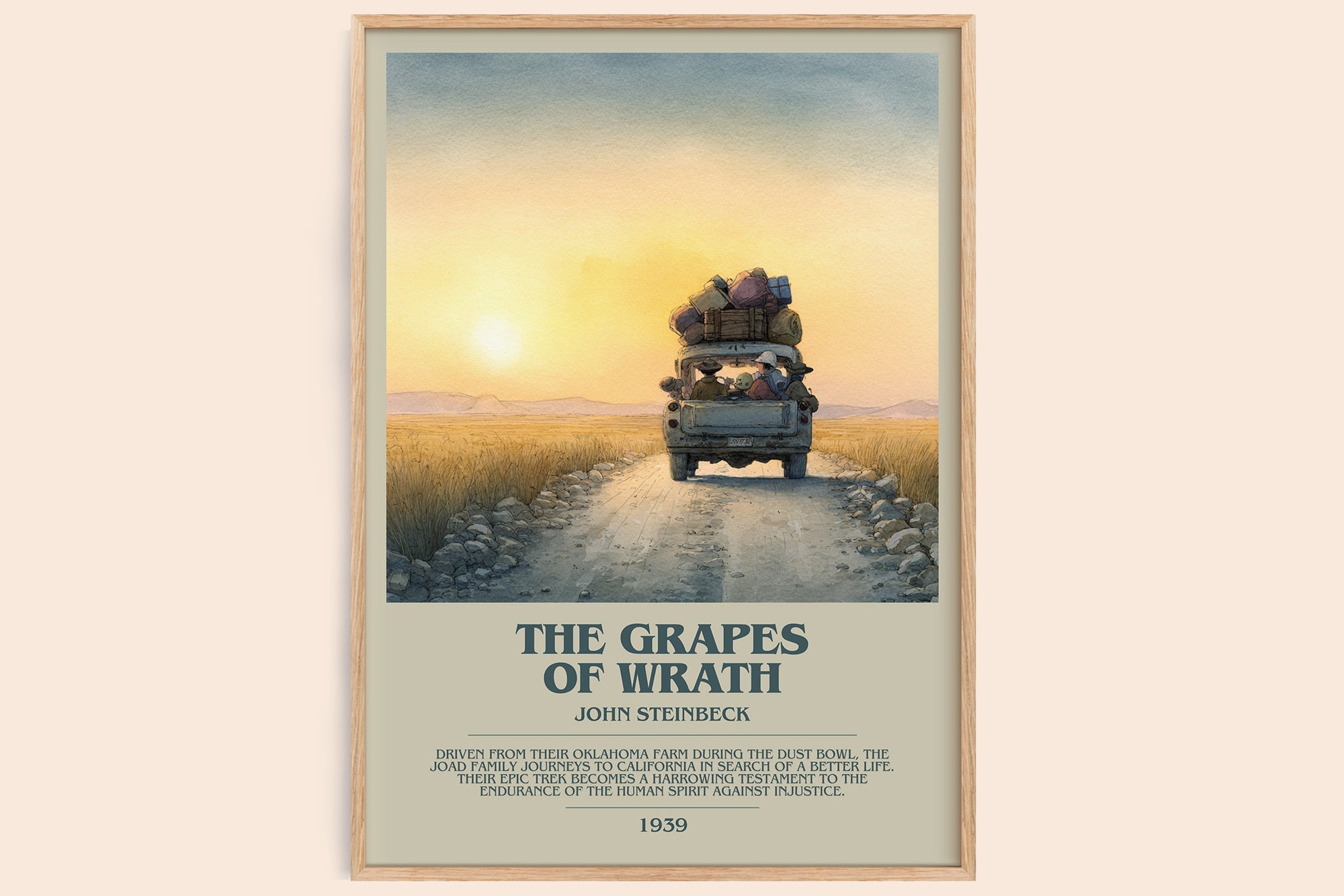 The Grapes of Wrath bookish book poster by John Steinbeck – framed literary art print