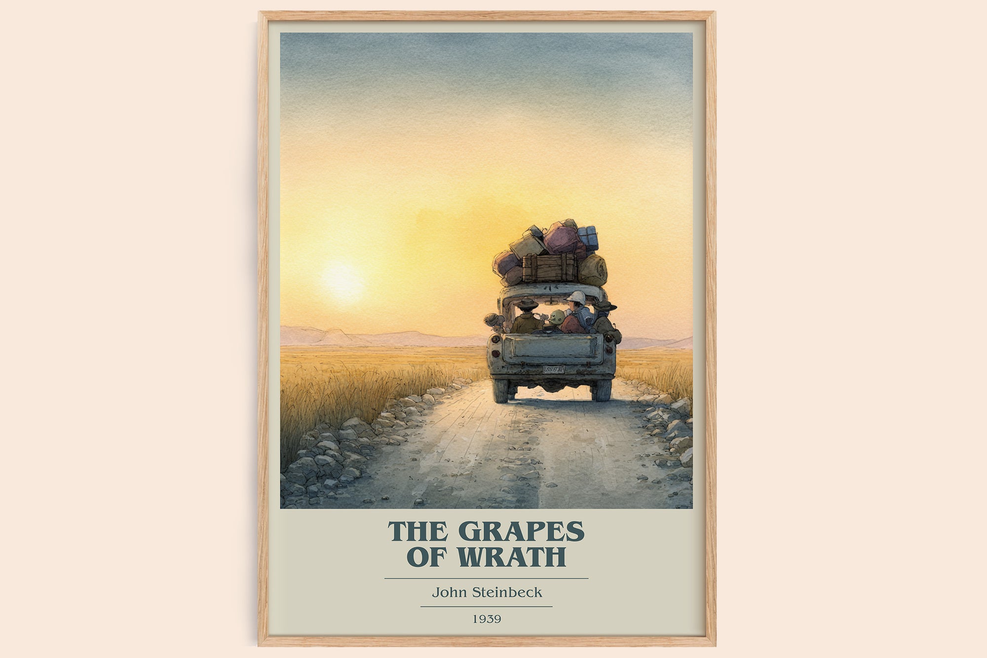 The Grapes of Wrath book cover book poster by John Steinbeck – framed literary art print