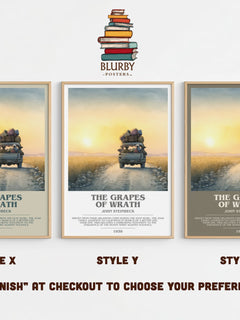The Grapes of Wrath Bookish Wall Art by John Steinbeck – Style X, Y and Z side by side – choose your finish