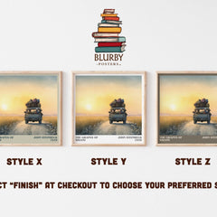 The Grapes of Wrath Literary Art Print by John Steinbeck – Style X, Y and Z square prints side by side – choose your finish