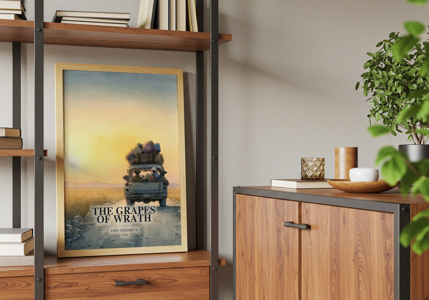The Grapes Of Wrath book watercolour illustration paper finish options – matte satin gloss