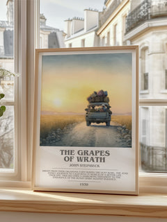 The Grapes of Wrath Bookish Wall Art by John Steinbeck – framed print by a bright window