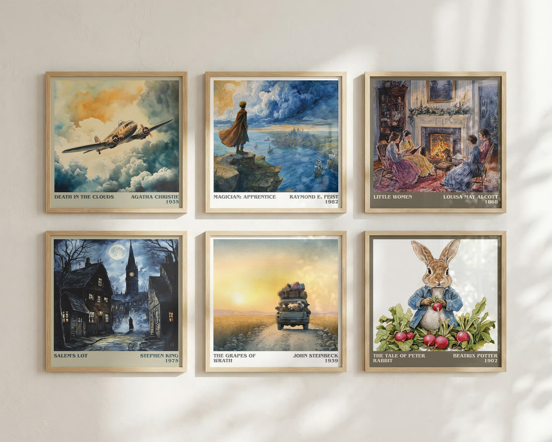 The Grapes of Wrath Literary Art Print by John Steinbeck – square print in a six-frame gallery wall