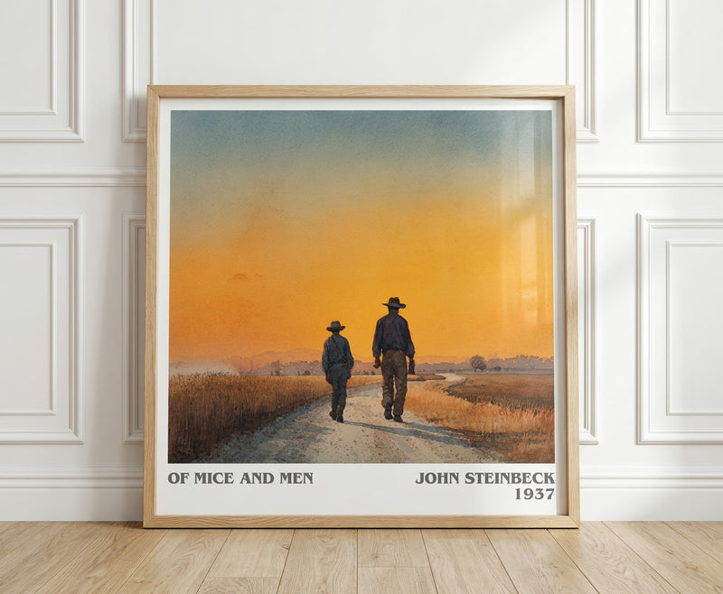 Of Mice and Men literary print in frame leaning in hallway – historical fiction wall art