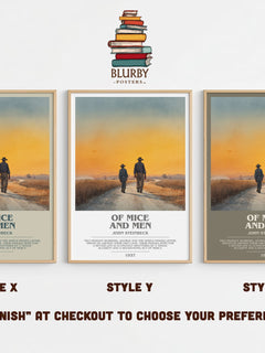 Of Mice and Men Bookish Wall Art by John Steinbeck – Style X, Y and Z side by side – choose your finish