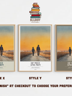 Of Mice and Men Book Cover Poster by John Steinbeck – Style X, Y and Z side by side – choose your finish