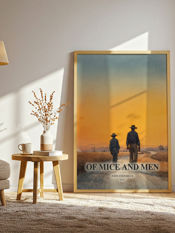 Of Mice And Men watercolour print in frame leaning in hallway – classic literature wall art
